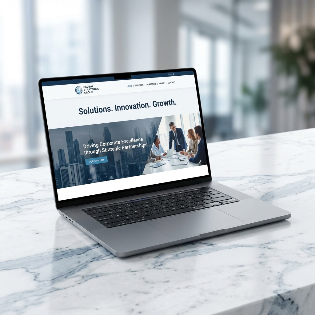 Premium Business Laptop Mockup displaying BAFCO Corporate Website